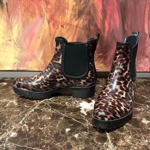 Jeffrey Campbell Black and Brown Leopard Ankle Boots